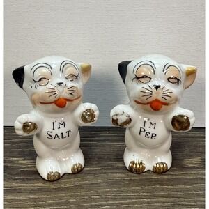 Vintage Bonzo The Dog Salt and Pepper Shakers Made In Japan MCM Kitsch 1950s